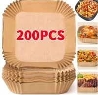 200x Papier do pieczenia Wkładki do frytkownicy 20 cm x 20 cm brązowy