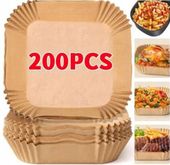 200x Papier do pieczenia Wkładki do frytkownicy 20 cm x 20 cm brązowy