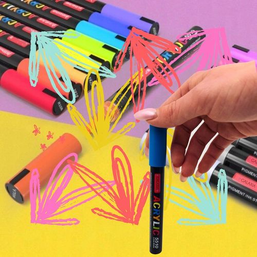 MARKERY AKRYLOWE ZESTAW 12 SZT Pisaki Flamastry Mazaki WODOODPORNE Z FARBĄ na Arena.pl