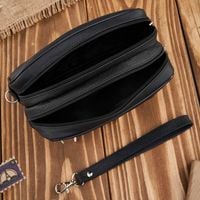 saszetka męska skórzana do ręki czarna skóra naturalna abruzzo abr-15