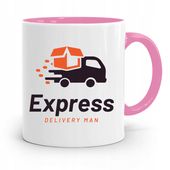 Kubek Różowy Dla Kuriera Express Delivery Man Z Nadrukiem Ze Zdjęciem