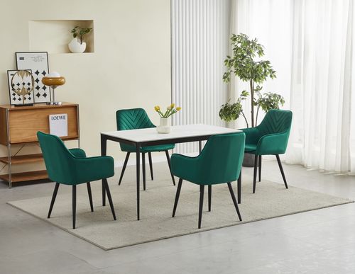 Krzesło NANA - ciemna zieleń aksamit / nogi czarne x 2 na Arena.pl