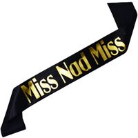 Miss Nad Miss - czarna szarfa ze złotym nadrukiem