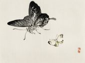 Plakat 100x75cm Butterflies, Kōno Bairei Japoński Vintage do Salonu