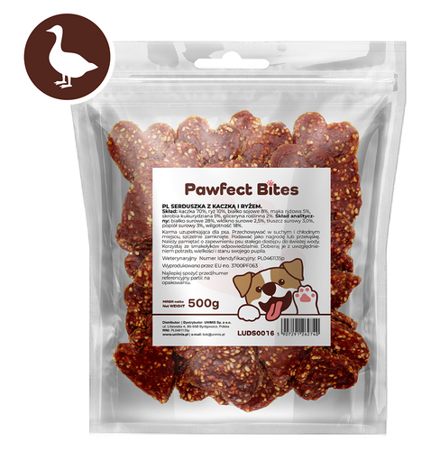Smaczki przysmaki dla psa serduszka z kaczką i ryżem 500g PAWFECT BITES na Arena.pl