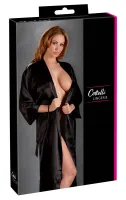 cottelli collection satynowy szlafrok długi czarny l/xl z paskiem