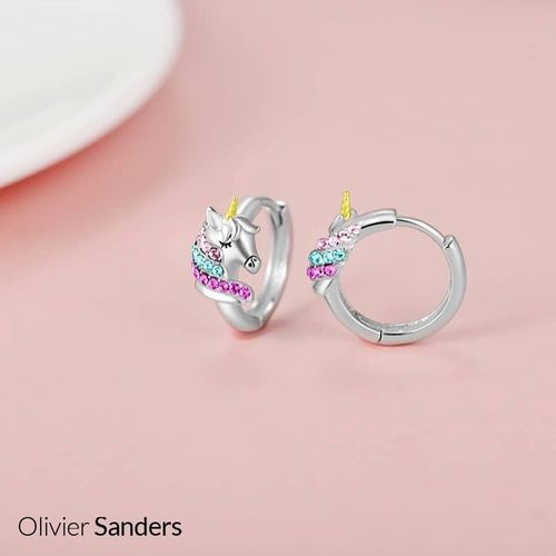 SREBRNE KOLCZYKI DLA DZIEWCZYNKI 925 JEDNOROŻCE ZATRZASK DZIECKA CÓRKI na Arena.pl