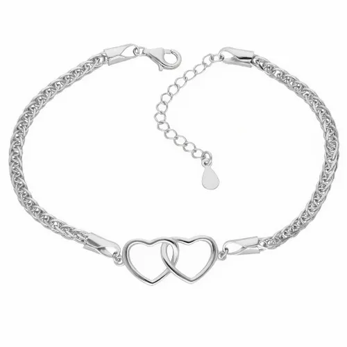 Srebrna bransoletka gwiazd 925 Rodowana DWA SERCA na Arena.pl