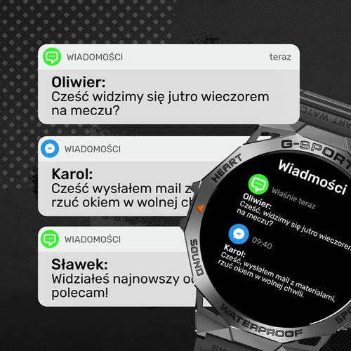SMARTWATCH ZEGAREK MĘSKI MENU POLSKIE SPORT PULS ROZMOWY SMART WATCH AMOLED na Arena.pl