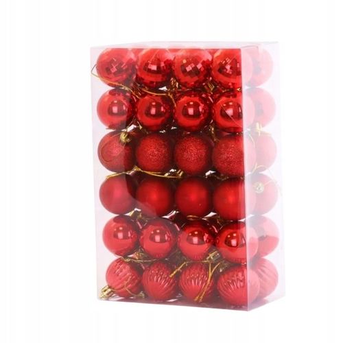 BOMBKI CHOINKOWE CZERWONE NIETŁUKĄCE TRADYCYJNE NA CHOINKĘ ZESTAW 48SZT na Arena.pl