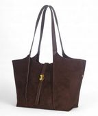 Gallantry Paris Genialna torebka shopper Czekoladowa Zamszowa Kieszonki