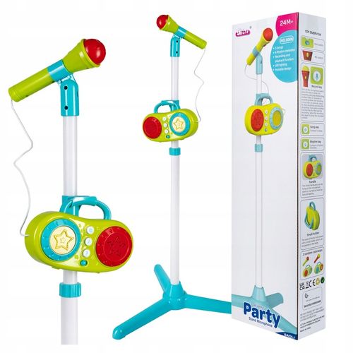 MIKROFON KARAOKE FUNKCJA NAGRYWANIA ZESTAW Z STATYWEM REGULACJA ŚWIATŁA LED na Arena.pl