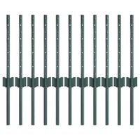 Słupki ogrodzeniowe 11 pcs Zielony 40 cm Stal