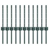 Słupki ogrodzeniowe 11 pcs Zielony 40 cm Stal