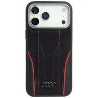 etui audi r8 genuine leather magsafe do iphone 17 pro max - czarno-czerwony