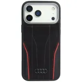 etui audi r8 genuine leather magsafe do iphone 17 pro max - czarno-czerwony