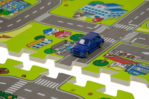 MATA PIANKOWA EDUKACYJNA PUZZLE GRUBE 1 CM MIASTO ULICE DROGI DLA DZIECI na Arena.pl