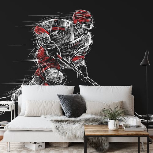 Fototapeta Rysowany Hokeista Vinyl Gładki 254x184 na Arena.pl