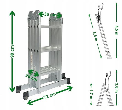 DRABINA ALUMINIOWA PRZEGUBOWA 5W1 4X3 3,5M PODEST na Arena.pl