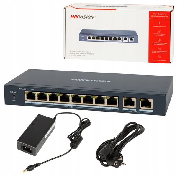 SWITCH HIKVISION DS-3E0310P-E/M 10 PORTÓW NIEBIESKI zdjęcie 1