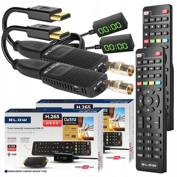 2 SZT DEKODER TUNER TV DVB-T2 HEVC H.265 FULL HD MINI STICK PILOT BATERIE zdjęcie 1