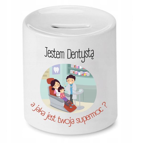 Skarbonka Dla Dentysty Jestem Dentystą Prezent Z Nadrukiem Ze Zdjęciem zdjęcie 1