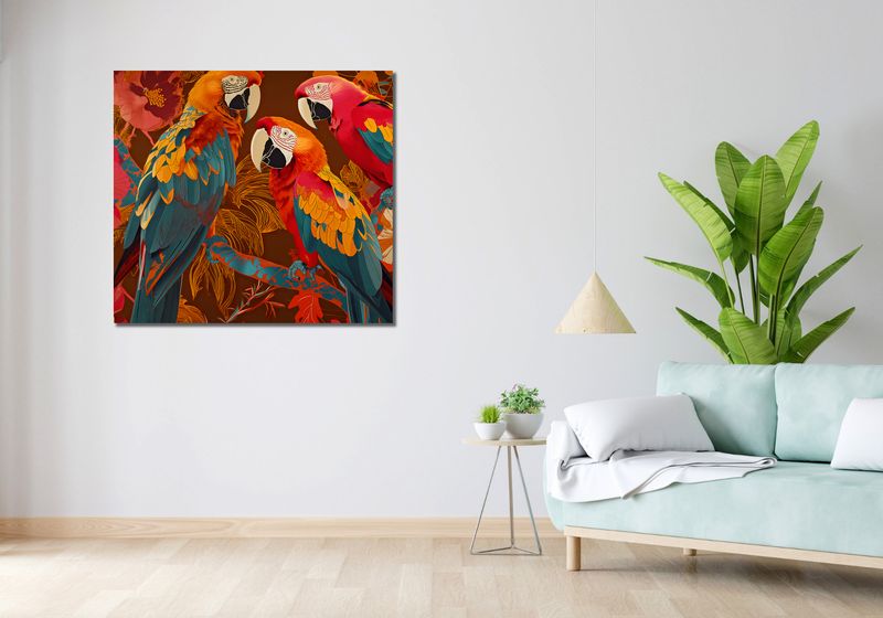 Obraz 100x90cm Kolorowe Ary zdjęcie 2