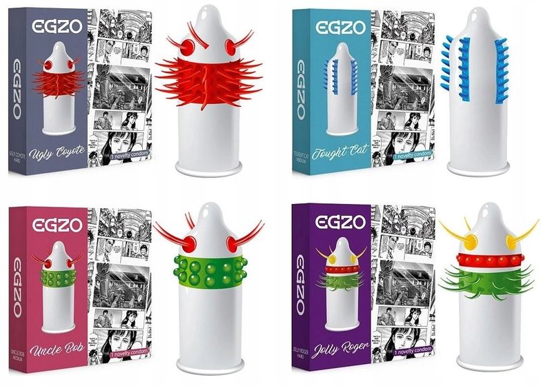 EGZO Prezerwatywy Stymulujące Kolce Wypustki Potęgujące Orgazm 4szt zdjęcie 1