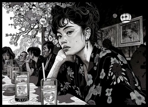 Plakat 70x50cm Czarne Kimono na Arena.pl