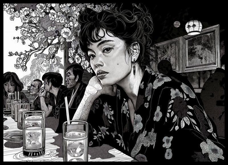 Plakat 70x50cm Czarne Kimono zdjęcie 2