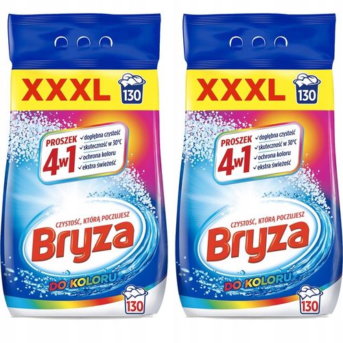 Zestaw Bryza 4w1 Proszek do prania koloru 2 x 8,45 kg 260 prań XXL na Arena.pl