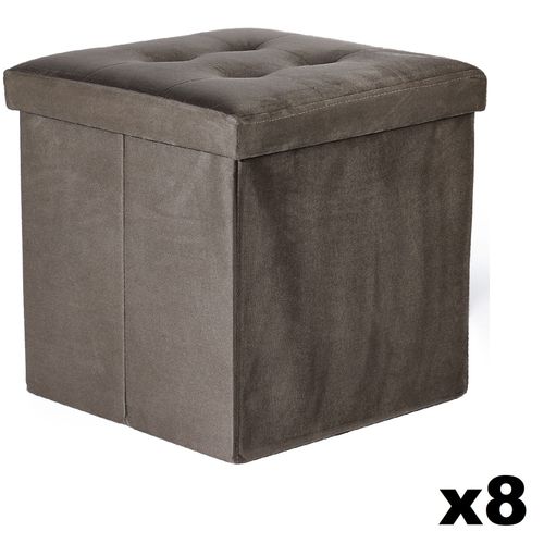 Pufa składana L z guzikami - 38x38x38cm aksamit brąz x 8 na Arena.pl