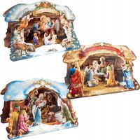 SZOPKA KARTONOWA SKŁADANA Z KOPERTĄ - 3szt. szopki kartka bożonarodzeniowa
