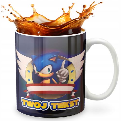 KUBEK 330ml GRAFIKA PREZENT ŚWIĘTA WZÓR - GRA SONIC + IMIĘ na Arena.pl
