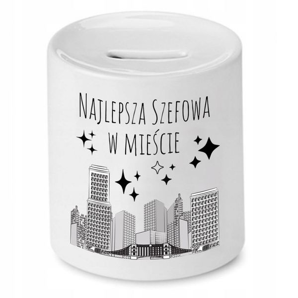 Skarbonka Dla Szefa Szefowa Najlepsza W Mieście Z Nadrukiem Ze Zdjęciem zdjęcie 1