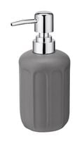 Dozownik do mydła z pompką LINO ceramiczny  szary matowy tłoczony ryflowany