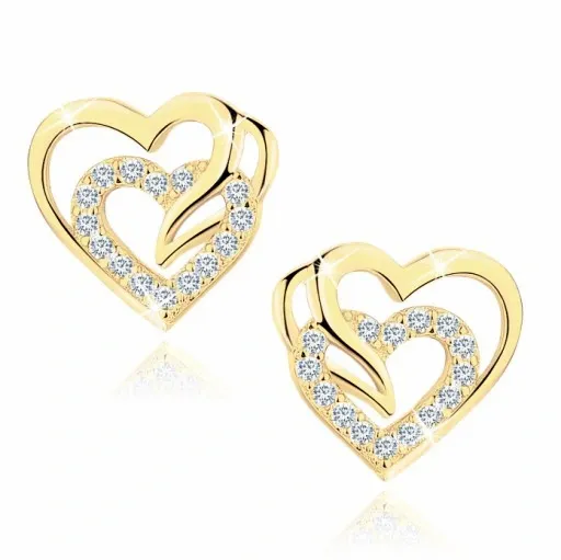 ZŁOTE KOLCZYKI WKRĘTKI SZTYFTY SERCA, KOLCZYKI SREBRO PRÓBA 925 ORYGINALNE zdjęcie 4