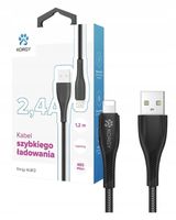 Kabel Korgy USB - Apple Lightning 1,2 m czarny