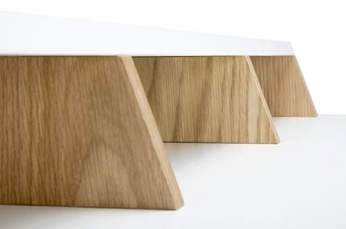 Biurko LECTOR białe - MDF, nogi dębowe na Arena.pl