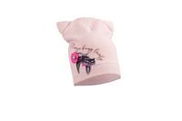 Jamiks ROZ czapka prążkowana dla dziewczynki kotek jasny róż 50-52