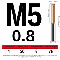 Frez do gwintowania jednoostrzowy Rozmiar: M5x0.8x75L -TiSiN