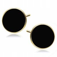 POZŁACANE KOLCZYKI CELEBRYTKI KÓŁKA CZARNA EMALIA