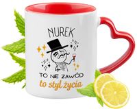 Kubek Czerwony Z Uszkiem W Kształcie Serca Dla Nurka Na Prezent
