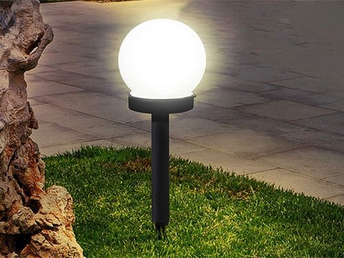 SŁONECZNE LAMPKI LED 4X LAMPA SOLARNA OGRODOWA KULA BIAŁA WBIJANA 10 CM na Arena.pl