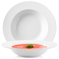 TALERZ GŁĘBOKI DO ZUPY 24 CM BIAŁY TŁOCZONY BRZEG OBIADOWY KARBOWANY OPAL