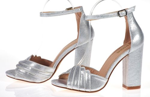 Sandały na słupku 10 cm. piętka pasek srebrne Rozmiar obuwia - 37 na Arena.pl