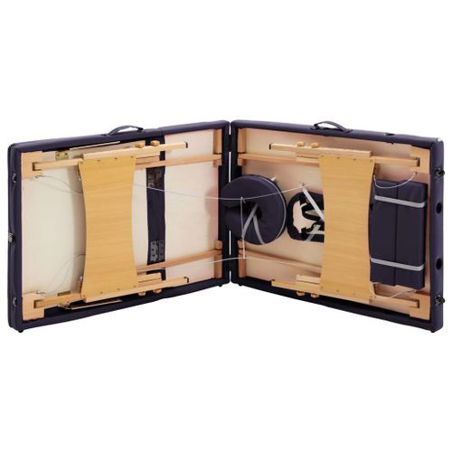 Składany stół do masażu, 3 strefy, drewniany, fioletowy na Arena.pl