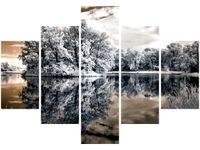 70 100CM OBRAZ 5 ELEM WYSEPKA JEZIORZE DRUK PŁÓTNO