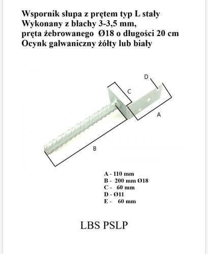 podstawa słupa typ l pręt - lbs pslp na Arena.pl