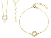 POZŁACANY KOMPLET CELEBRYTKA KÓŁKO RING CYRKONIE